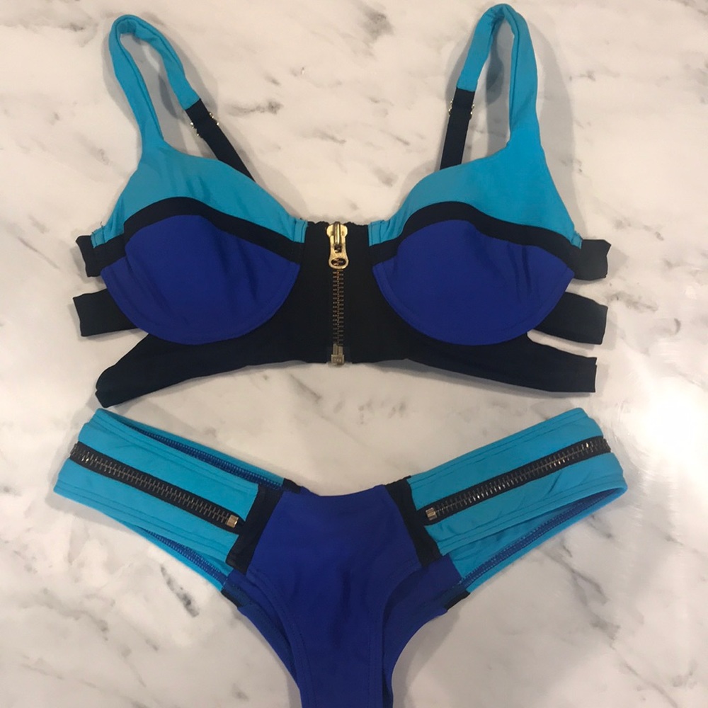 Beach Bunny Zipper Bikini Top and Bottom